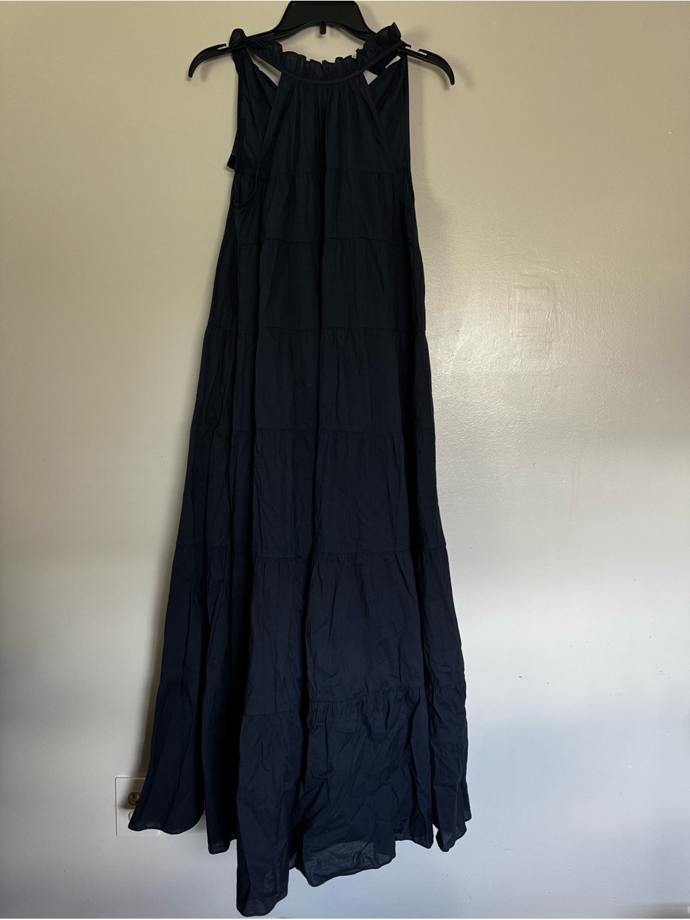 RHODE Navy Maxi Tiered Halter Dress